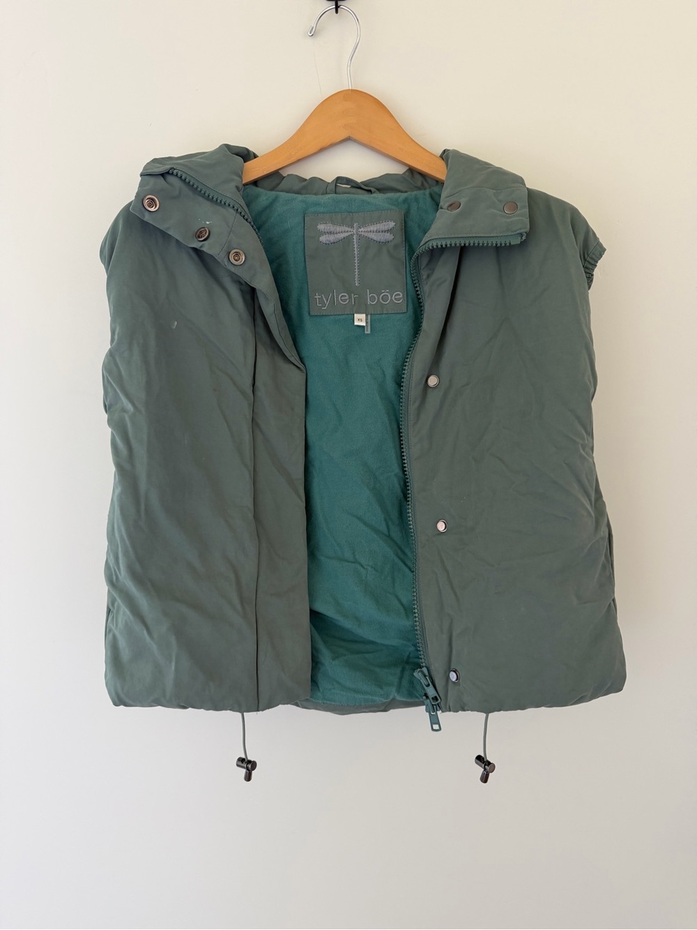 Tyler Boe Moss Green Hooded Puffer Vest